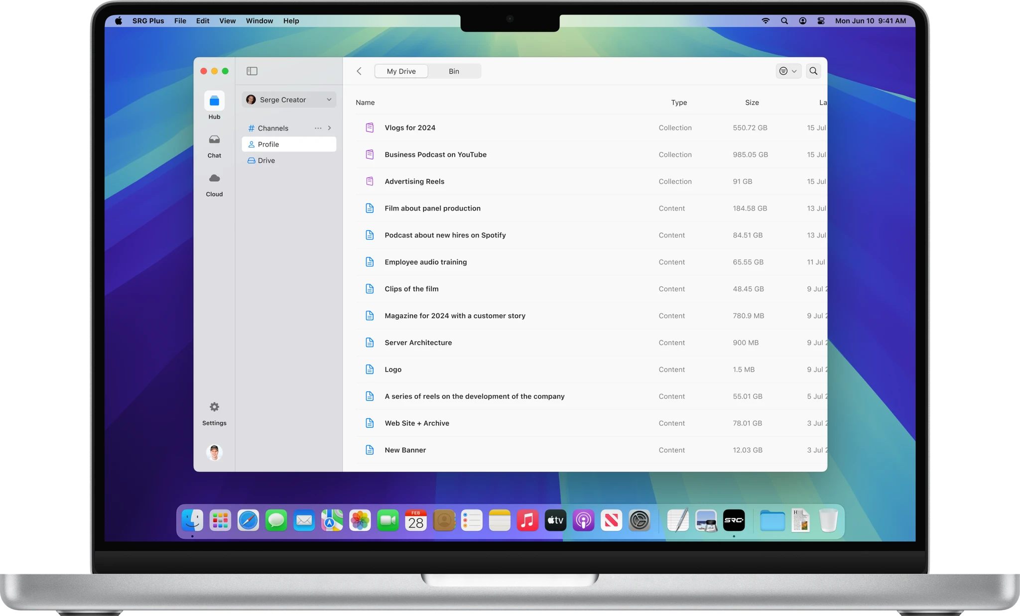Files in SRG+ on a MacBook