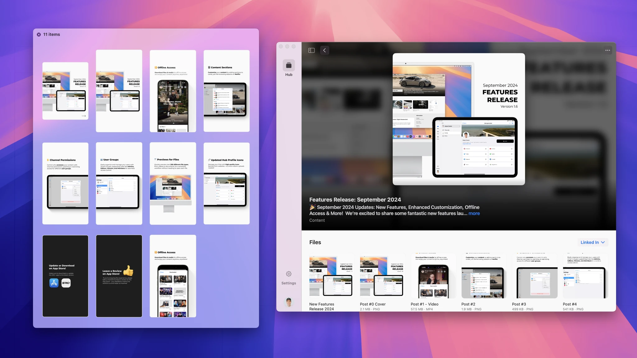 SRG+ Drive on a Mac: folders and files with previews