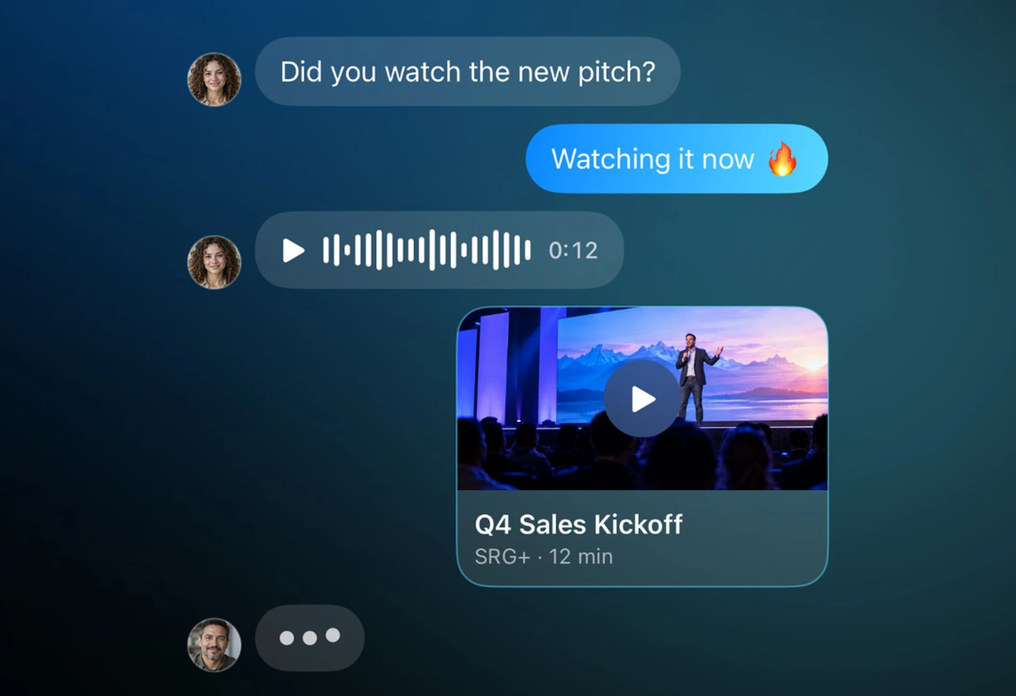 A voice message and a shared training in a chat
