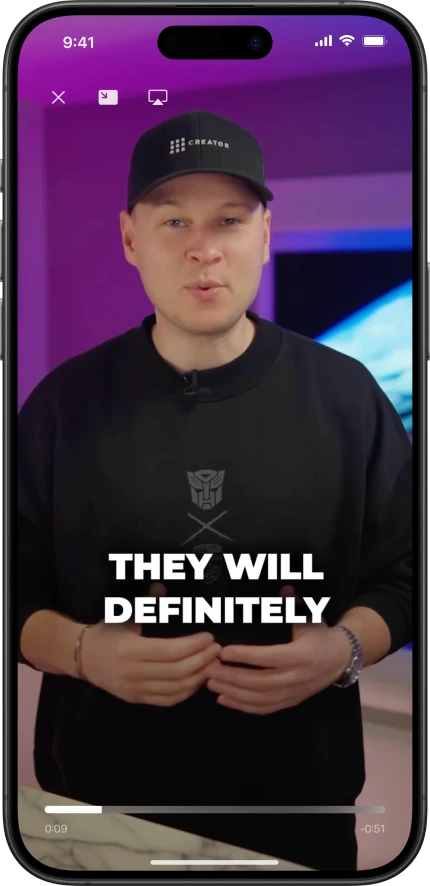 SRG+ app streaming a video on a phone