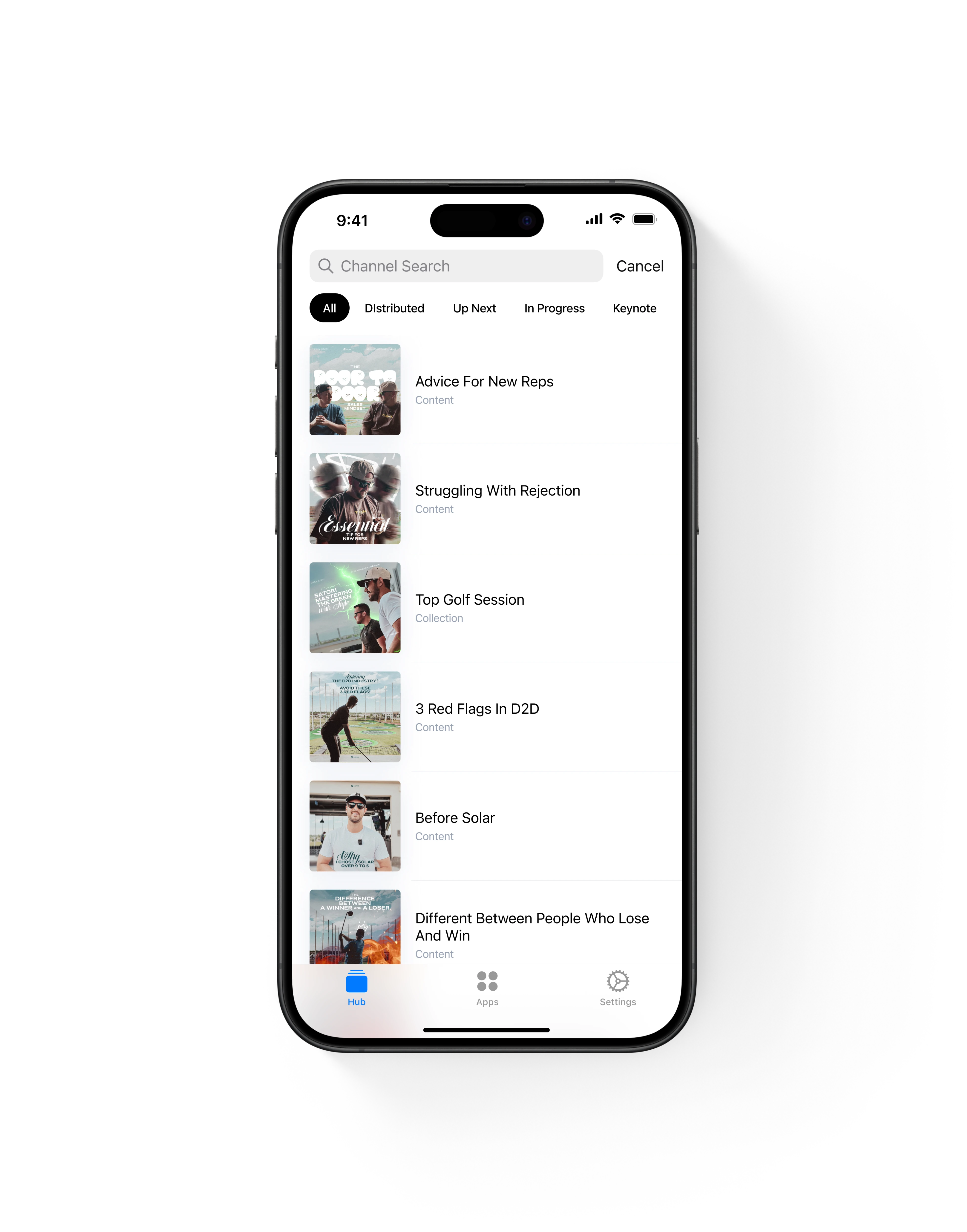 SRG+ mobile app browsing and searching content channels