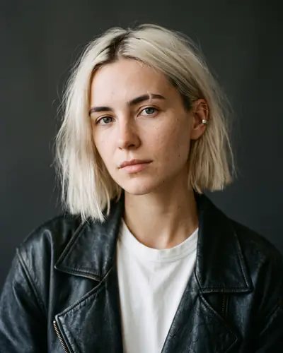 A portrait in a black leather jacket