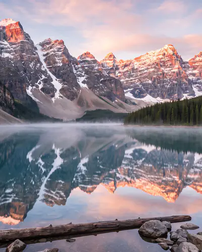 A mountain lake at sunrise
